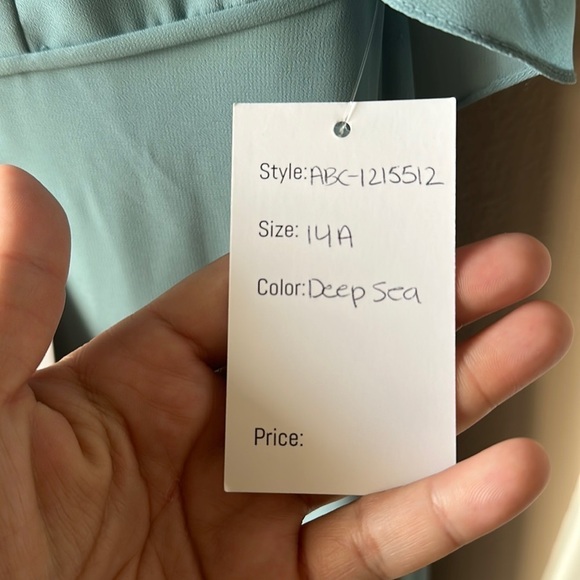 MORILEE BY MADELINE GARDNER Deep Sea Cold Shoulder Chiffon Bridesmaid Dress - Picture 10 of 16